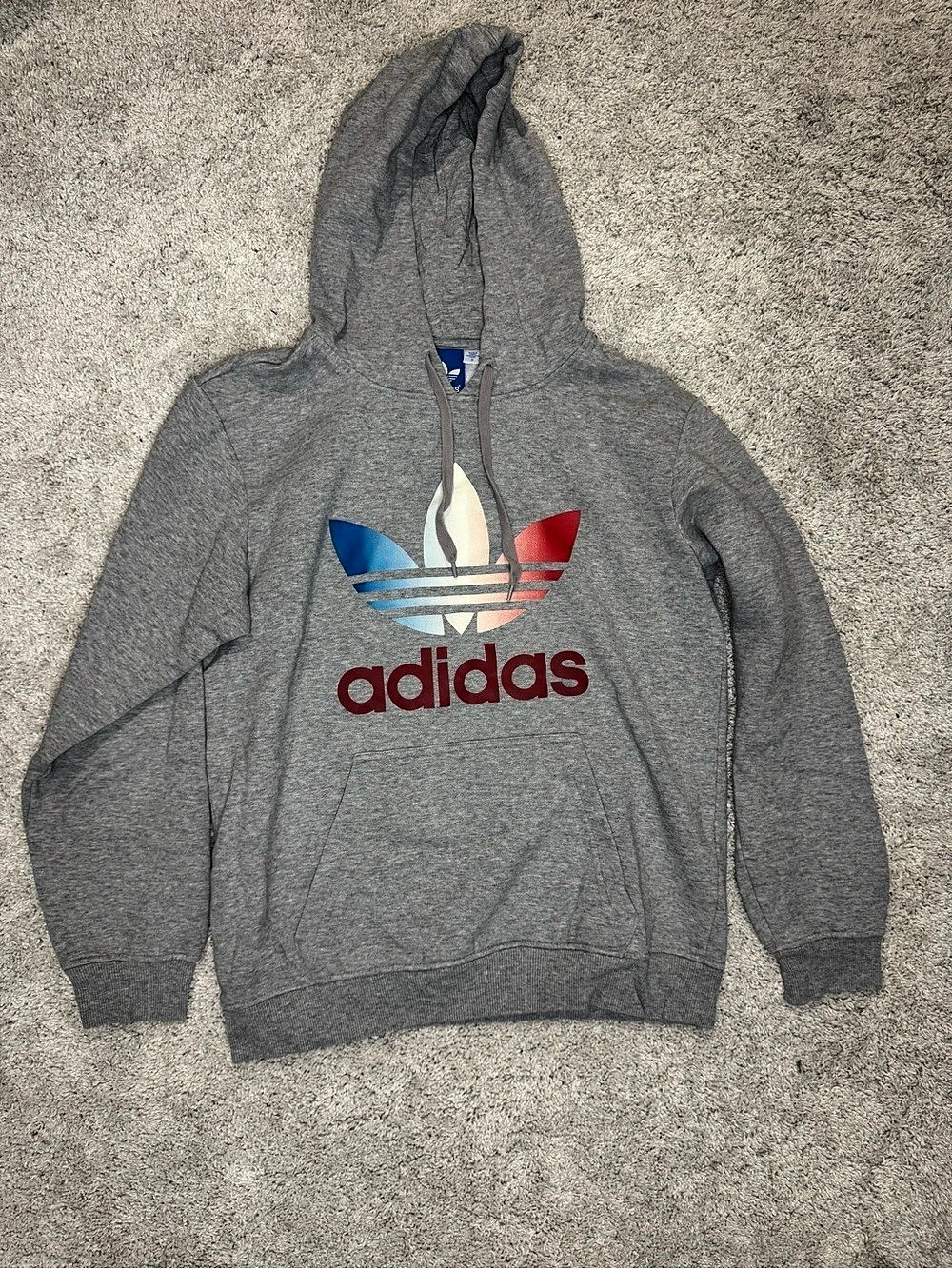 adidas unisex Originals Pullover Hoodie Gray - Red, White, and Blue